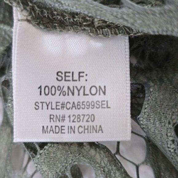 Women's Kimono Cardigan Size Small Olive Green Lace Relaxed Fit Whimsical Flowy - Picture 13 of 14